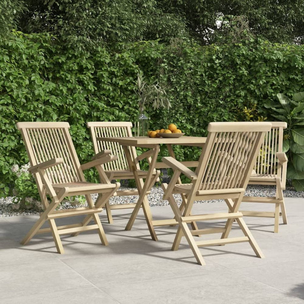 Vidaxl Skladacie záhradné stoličky 4 ks sivé 56x61x89 cm tíkový masív